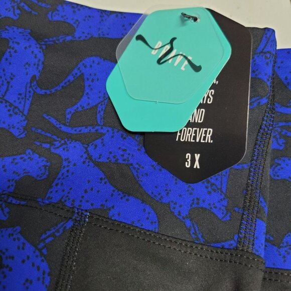 Lularoe Rise Athletic Leggings Cheetah Workout Womens Plus Size 3X Blue Exercise - Picture 5 of 6